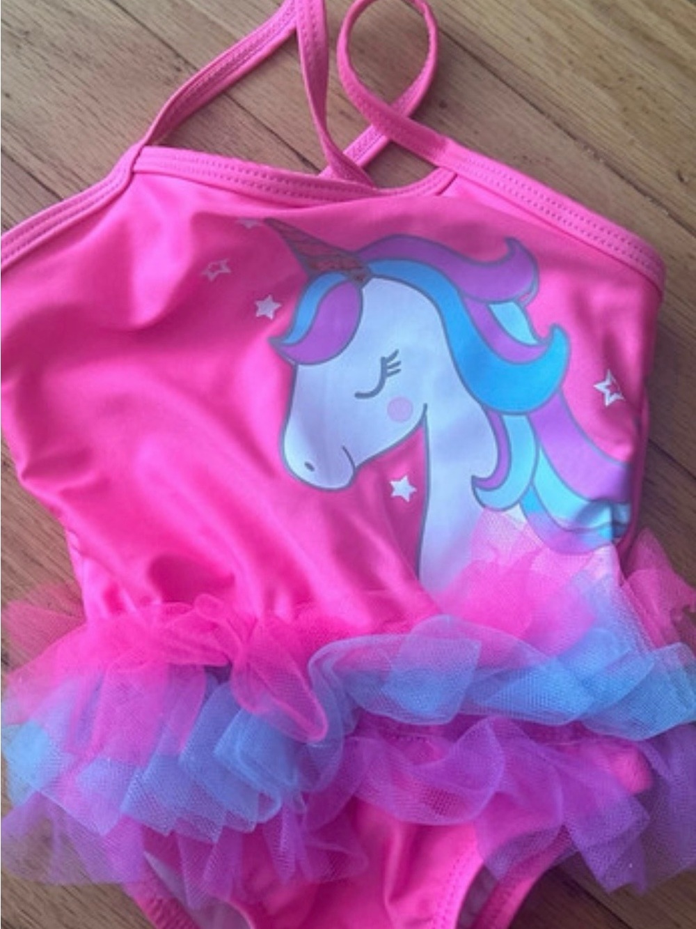 Girls Pink Unicorn Tutu Swimsuit Costume